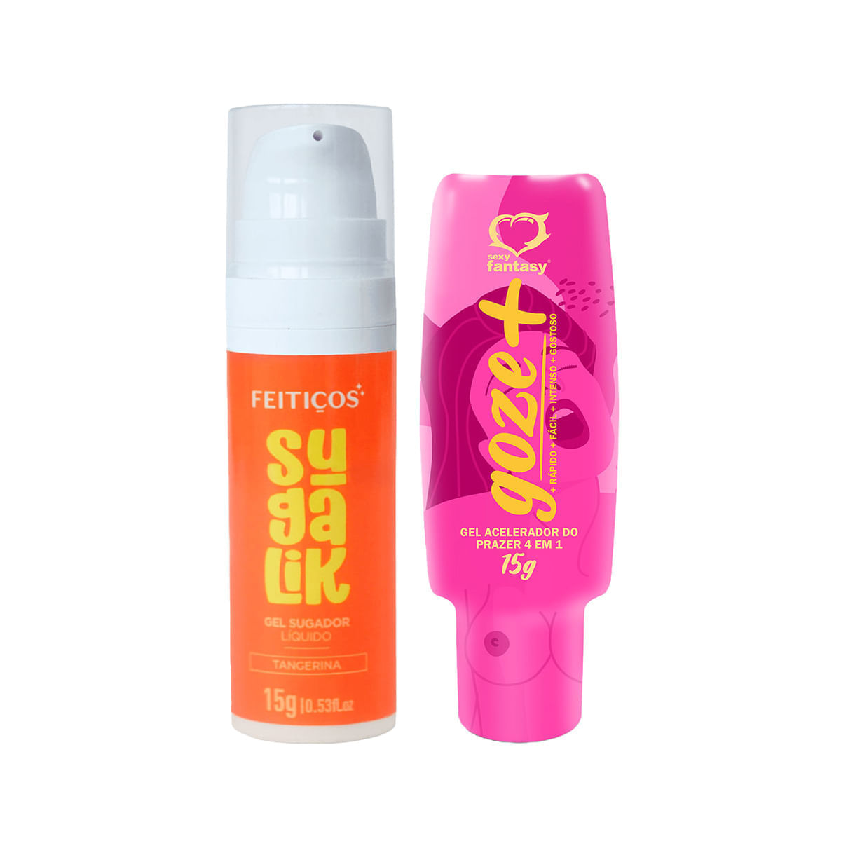 Duplinha com Goze + Gel Acelerador do Prazer e Sugalik Sugador Líquido Comestível