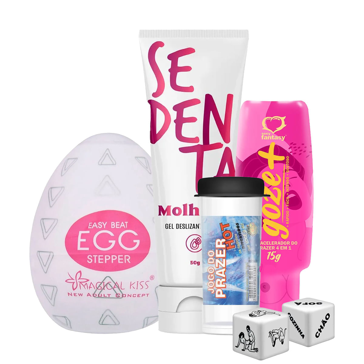 Kit com Egg Stepper Jogo do Prazer Hot e Goze+ e Sedenta Molhada
