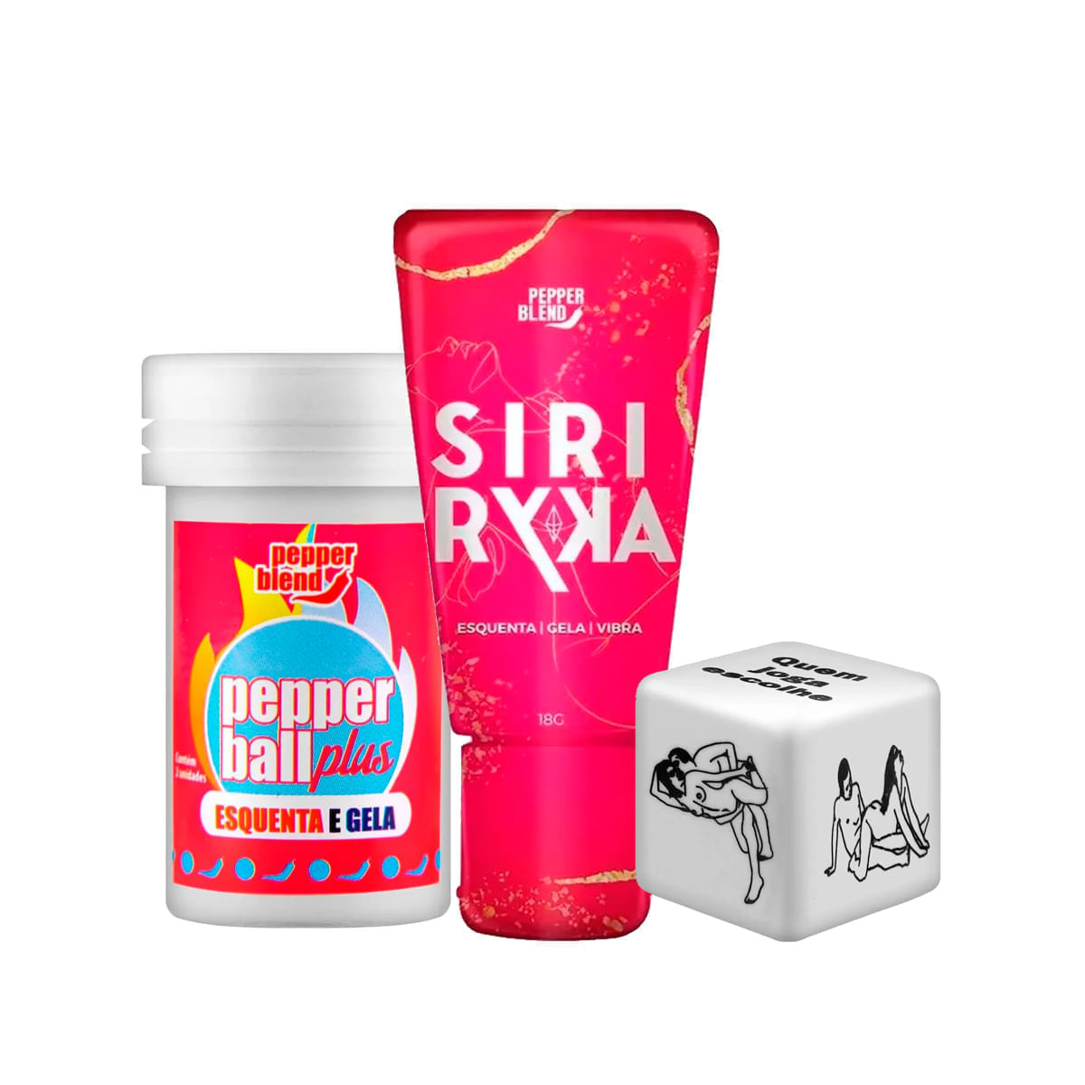 Kit com Pepper Ball Plus Jogo do Prazer e Siri Ryka Gel Comestível Esquenta Gela e Vibra