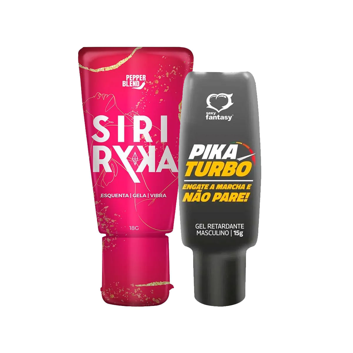 Kit com Siri Ryka Gel Comestível e Pika Turbo Gel Retardante Masculino