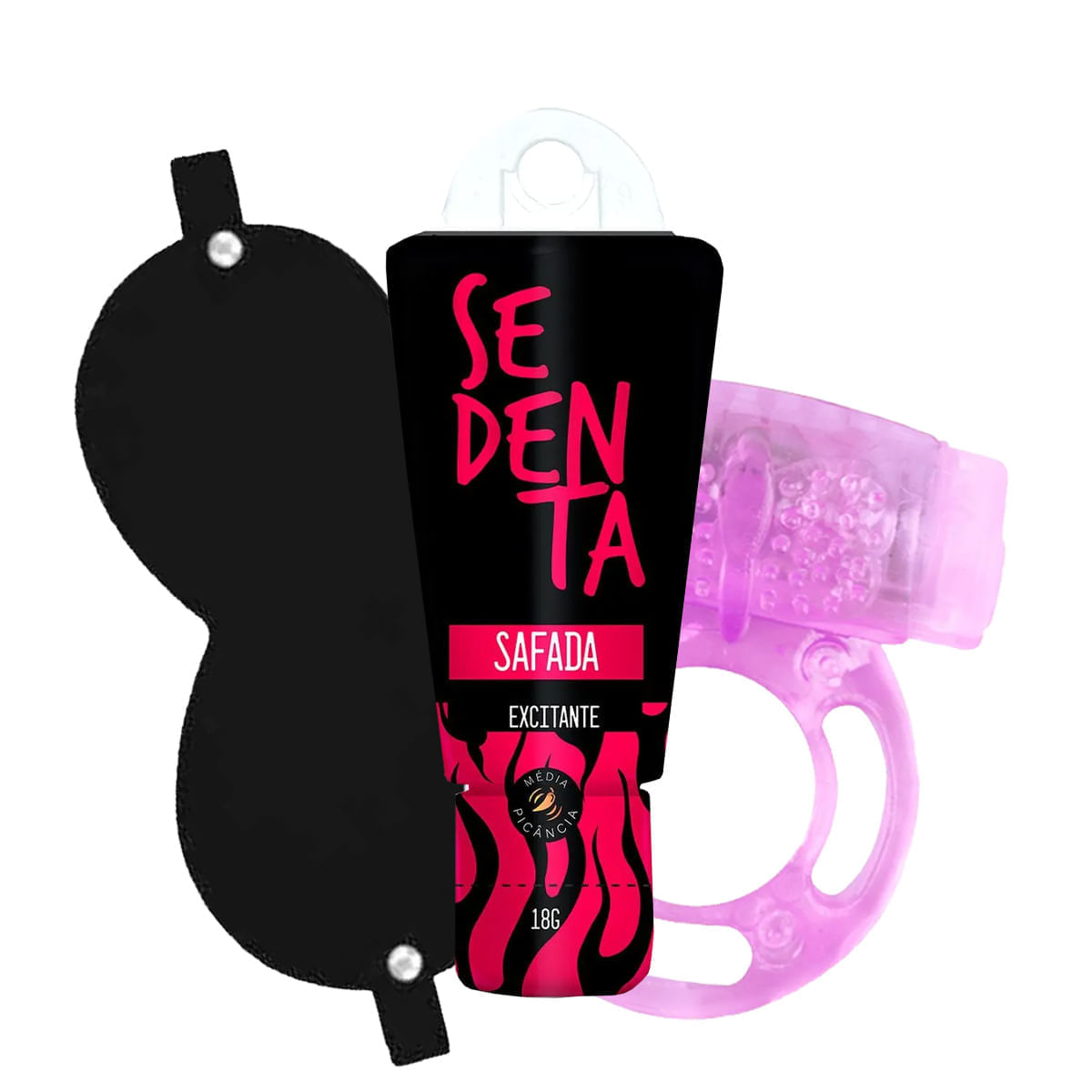 Kit com Sedenta Safada Excitante MyRing Anel Peniano e Venda em Couro