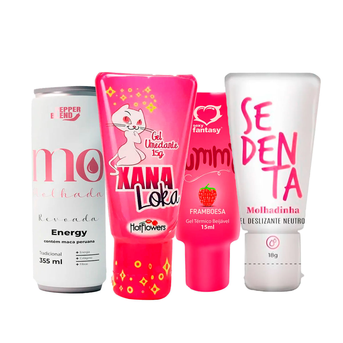 Kit com Xana Loka Gel Excitante Feminino Energético Estimulante Revoada e Sedenta Molhadinha
