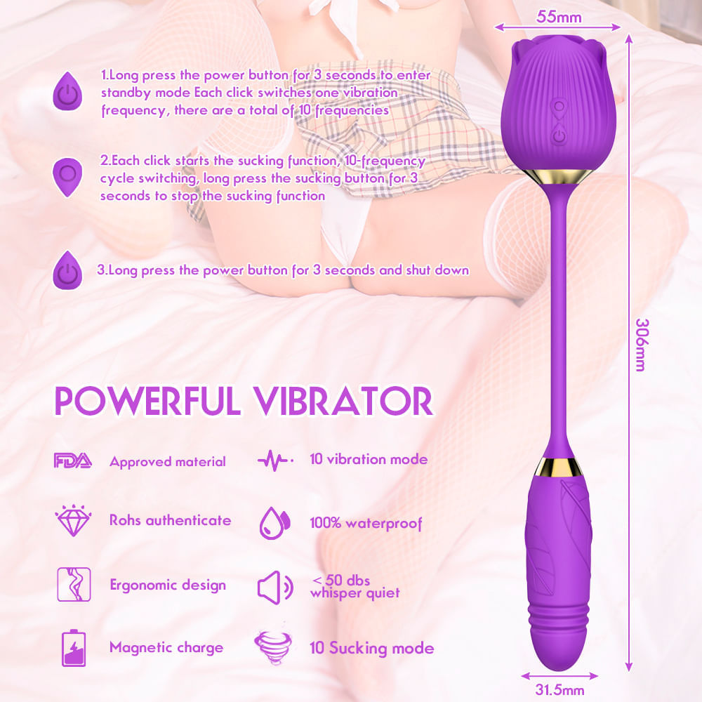 Vibrador Duplo com 10 Modos de Vibração, Pulsação e Vai e Vem Vip Mix