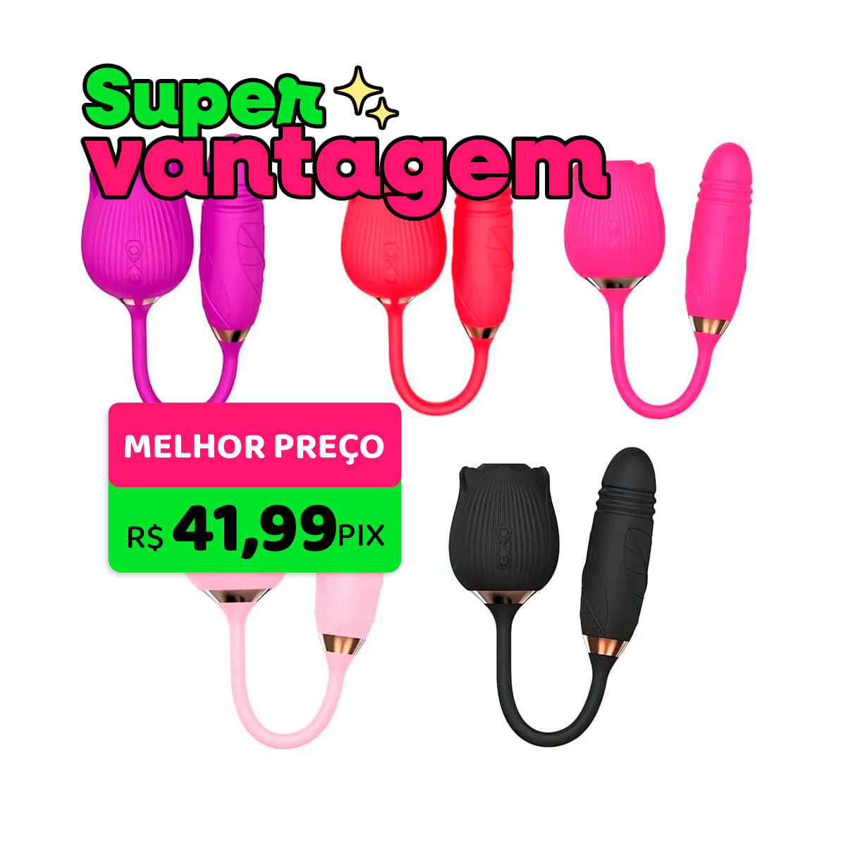 Vibrador Duplo com 10 Modos de Vibração, Pulsação e Vai e Vem Vip Mix