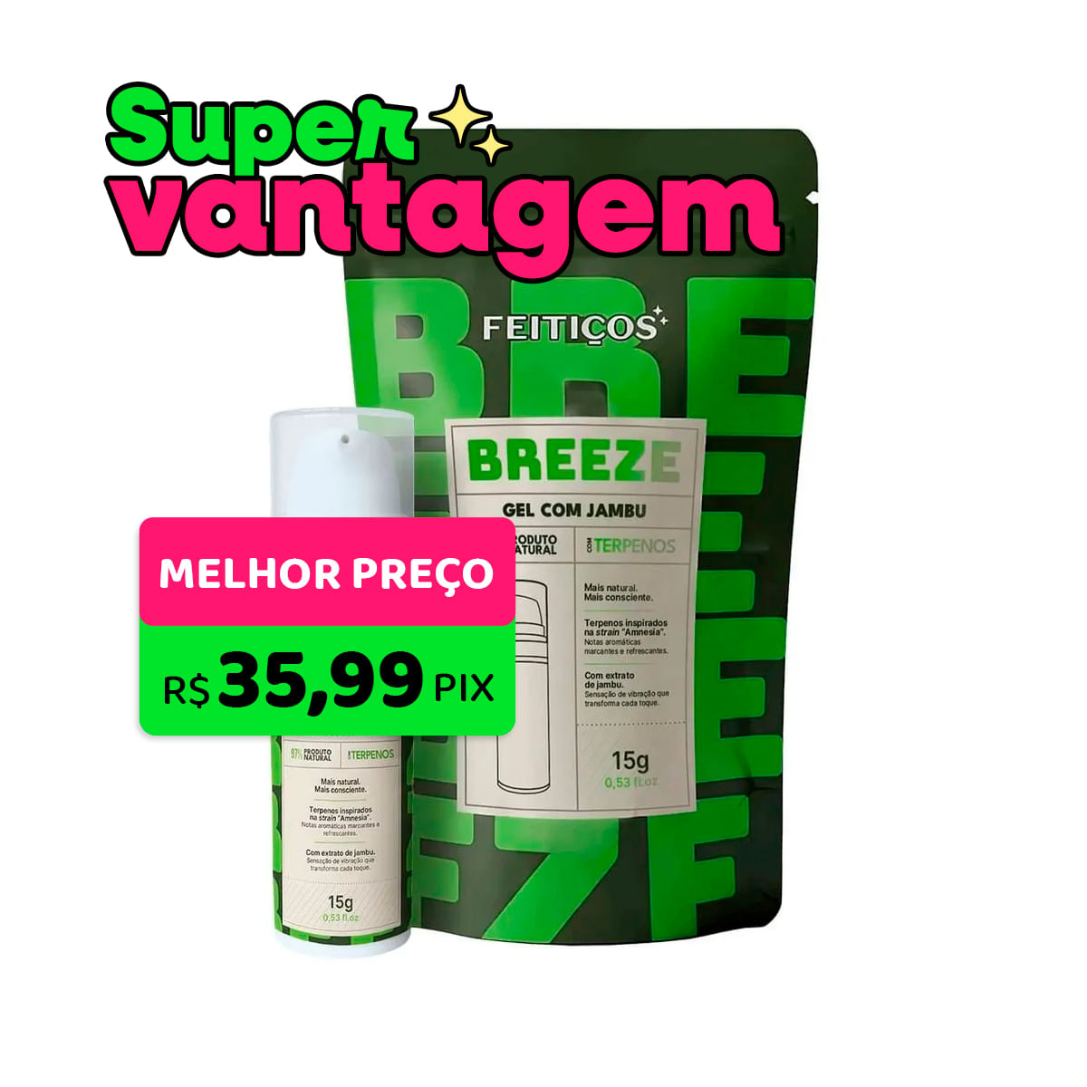 Breeze Excitante em Gel com Jambu e Terpenos 15g Feitiços Aromáticos