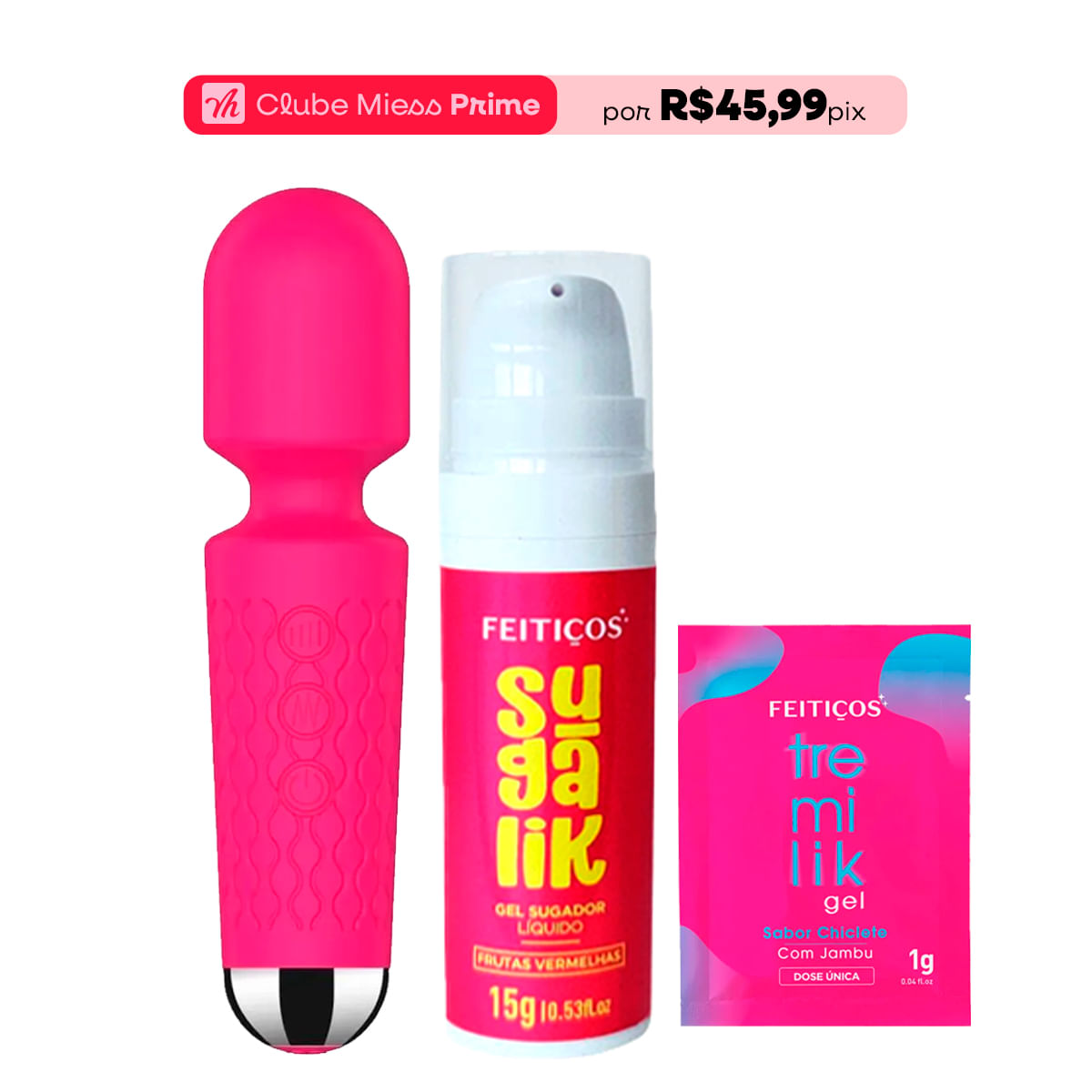 Kit com Sugalik Mini Varinha Mágica e Sachê Tremilik