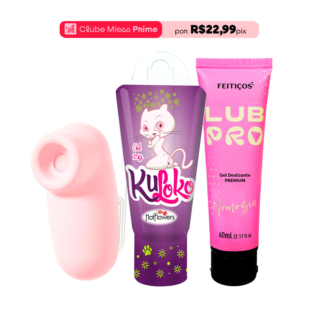 Kit com Kuloko Cápsula Com Função de Pulsação Ligada ao Celular e LubPro Momozin
