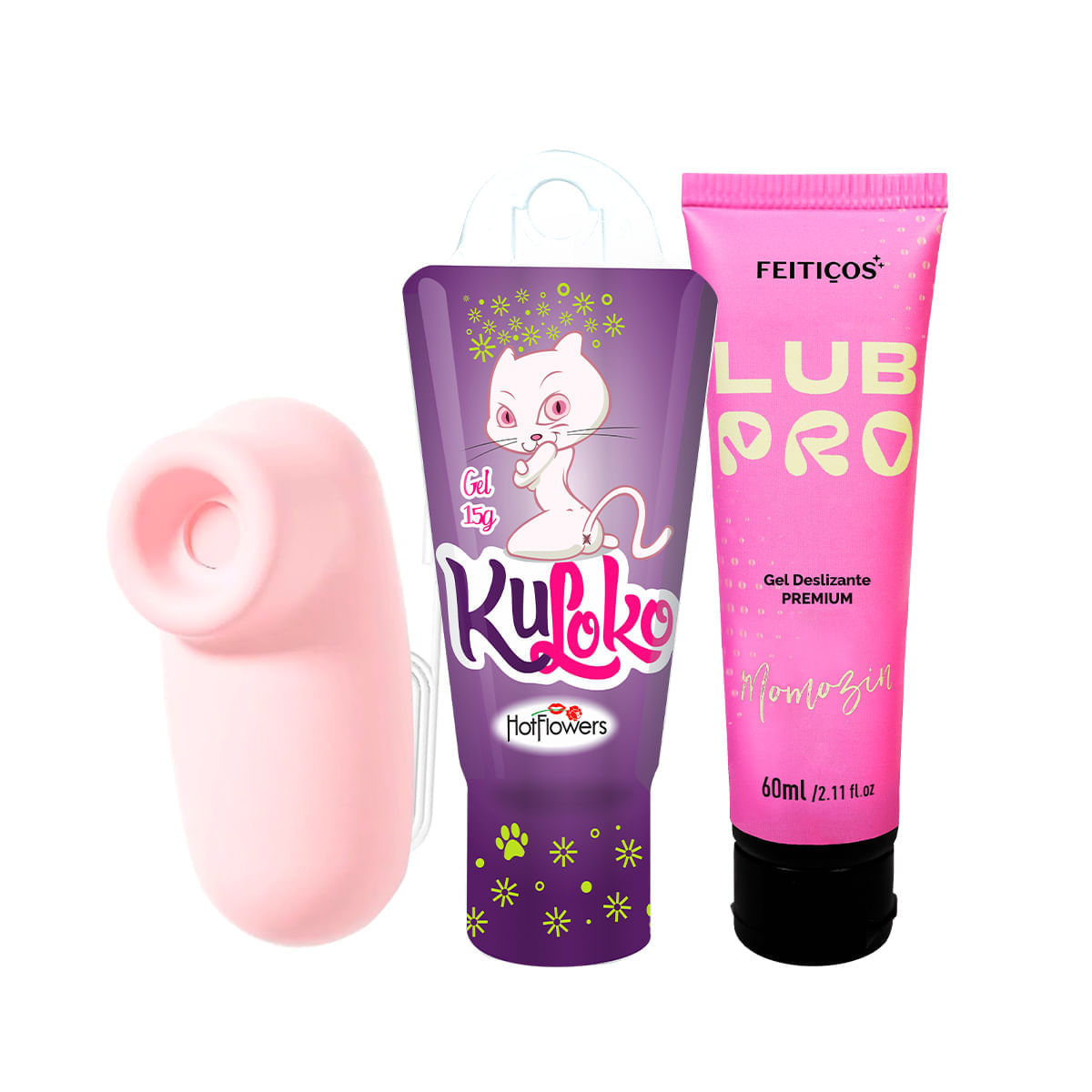 Kit com Kuloko Cápsula Com Função de Pulsação Ligada ao Celular e LubPro Momozin