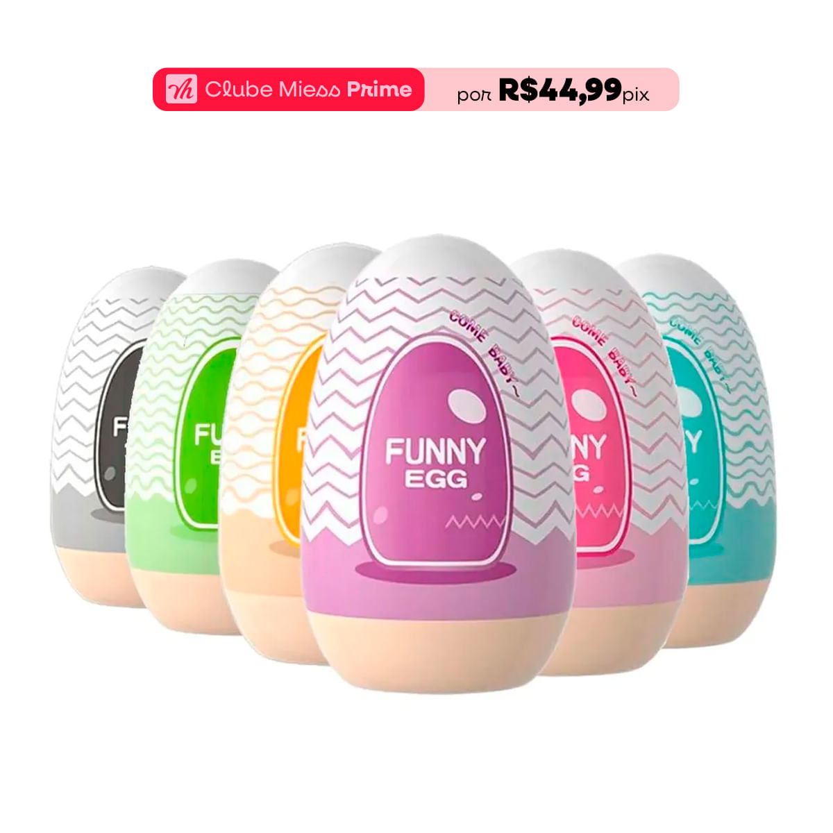 Kit com 6 Funny Egg Masturbador Masculino Formato Vagina