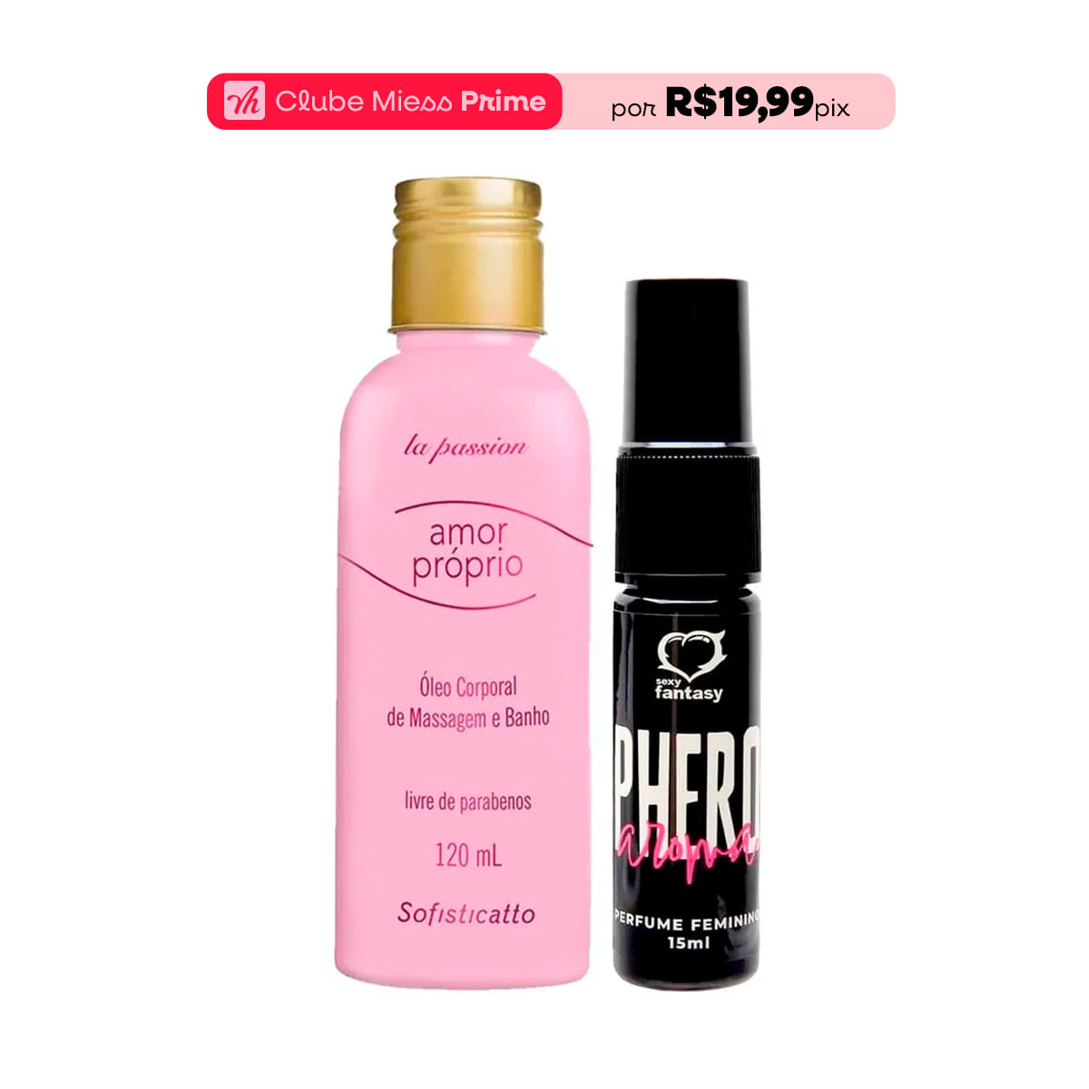 Duplinha com Amor Próprio Óleo Corporal e Perfume Phero Aroma Feminino