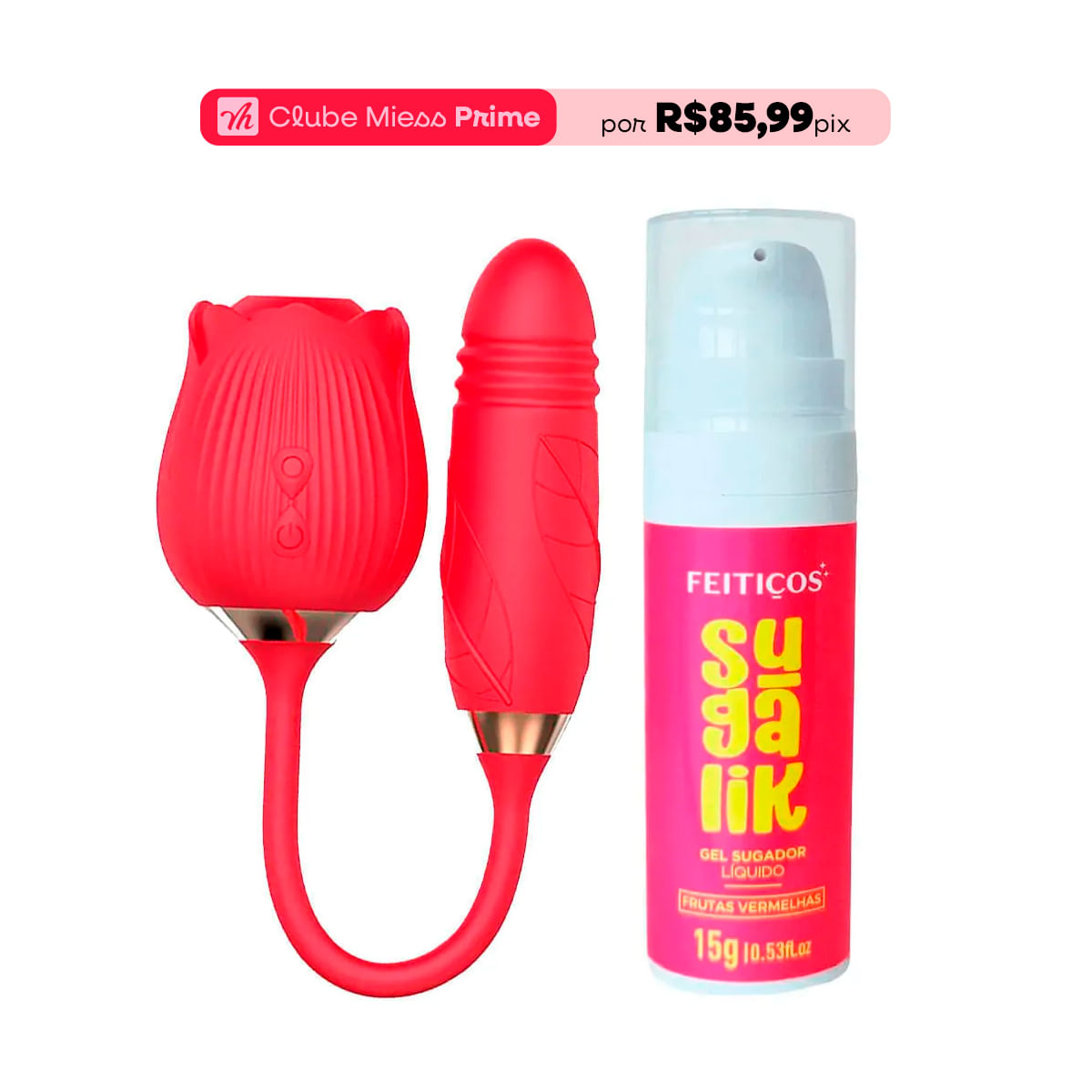 Duplinha com Sugalik e Vibrador Formato de Rosa