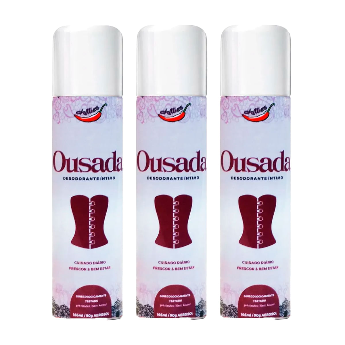 Kit com 03 Desodorante Íntimo em Aerosol Ousada