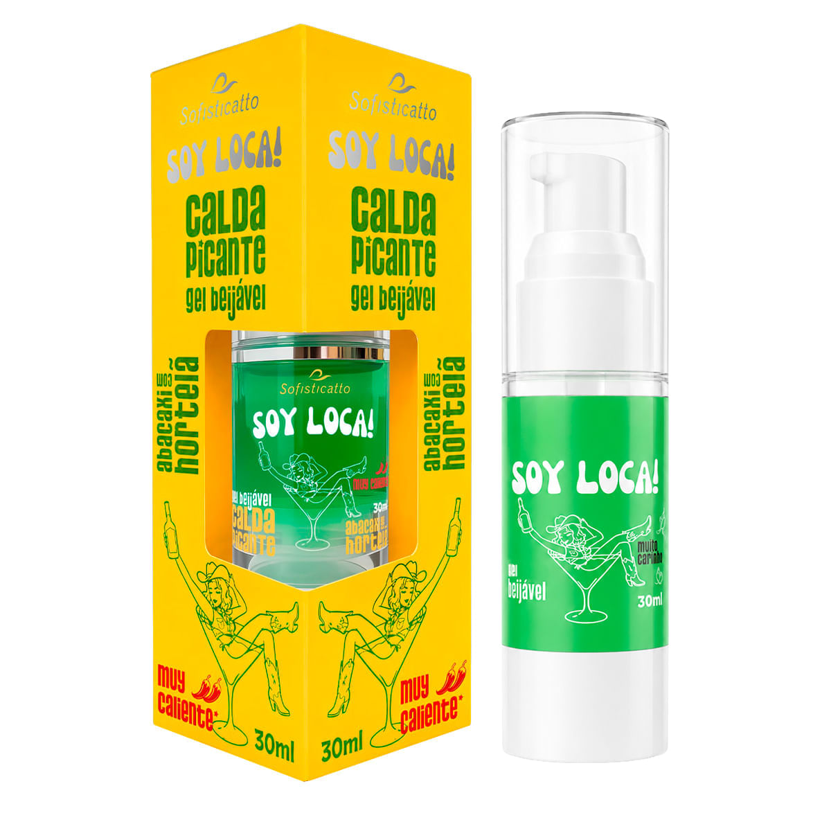 Soy Loca Calda Picante Beijável Nível 2 Sabor Abacaxi com Hortelã 30ML Sofisticatto