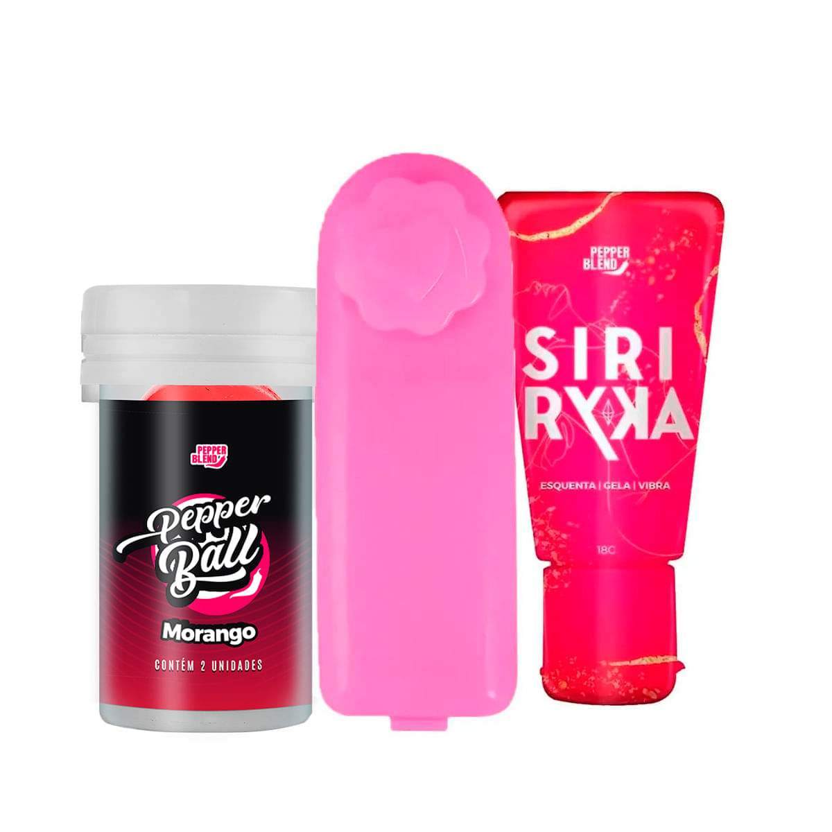 Kit com Pepper Ball Saborosa Bullet Vibro Ó e Siri Ryka Gel Comestível Esquenta Gela e Vibra