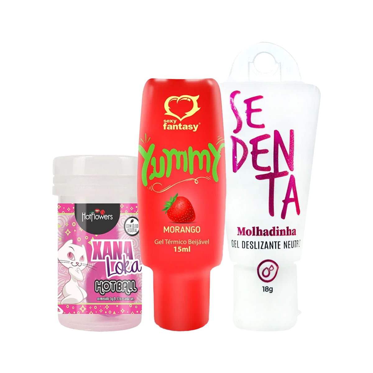 Kit com Yummy Gel Térmico Sedenta Molhadinha e Hot Ball Xana Loka