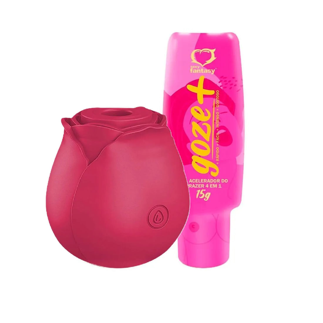 Duplinha com Goze + Gel Acelerador do Prazer e Rosa Estimuladora de Clitóris
