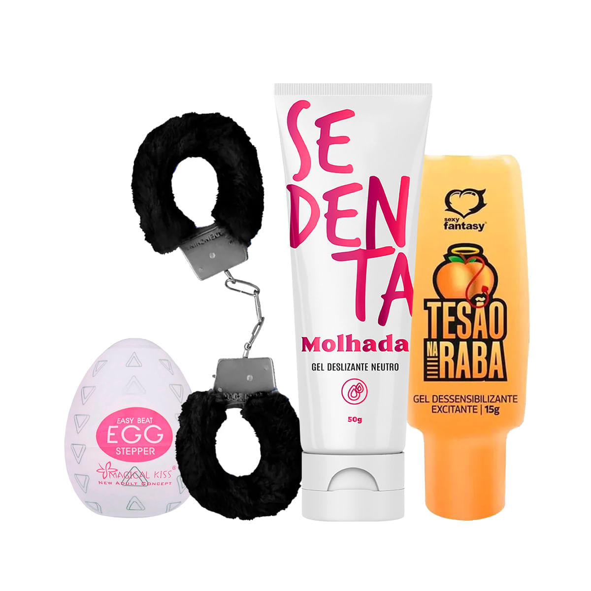 Kit com Sedenta Molhada Tesão na Raba MyCuff Algema e Egg Stepper