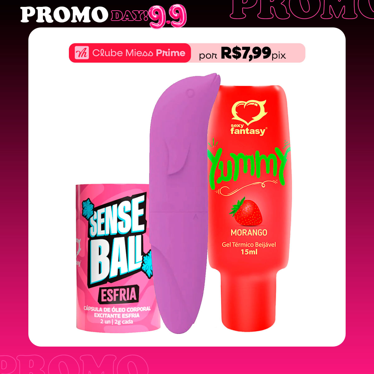 Kit com Capsula Sense Ball Esfria Vibrador Ponto G Golfinho Aveludado e Yummy