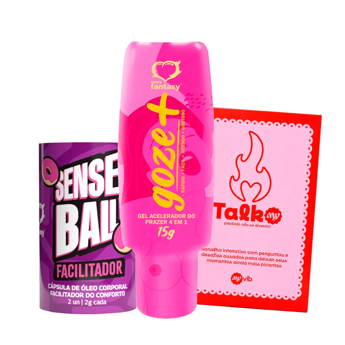 Kit com Capsula Sense Ball Facilitadora TalkMy Baralho Interativo e Goze +
