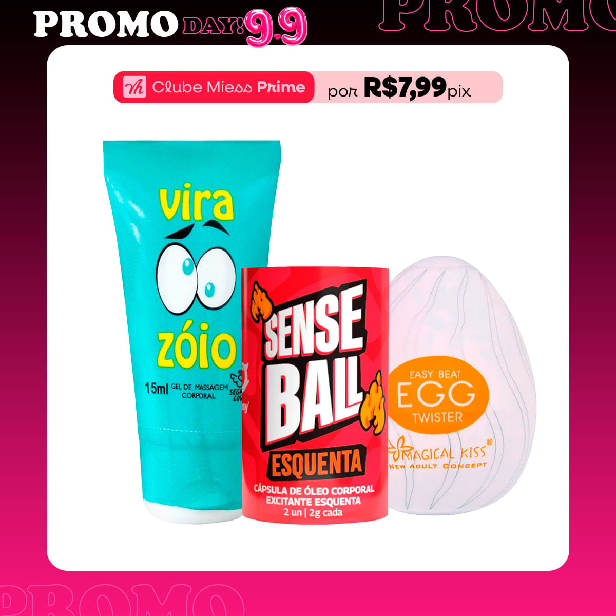 Kit com Capsula Sense Ball Esquenta Egg Twister Masturbador Masculino e Vira Zóio