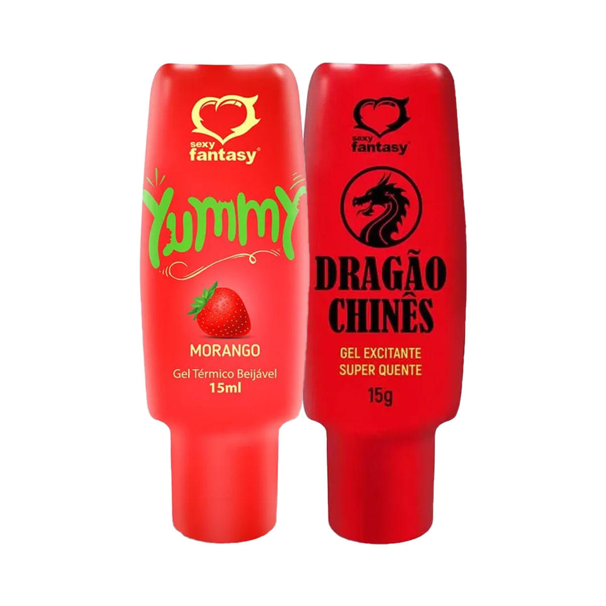 Duplinha com Yummy Gel Térmico Beijável e Dragão Chinês Gel Excitante