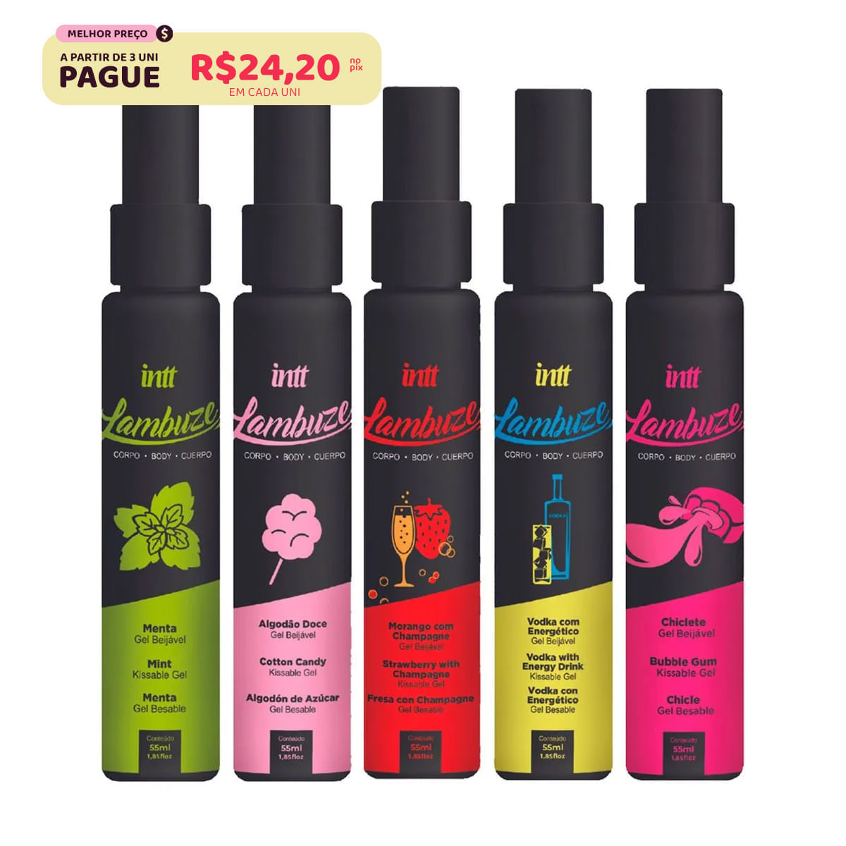 Lambuze Gel Beijável Hot Para Massagem 55ml Intt