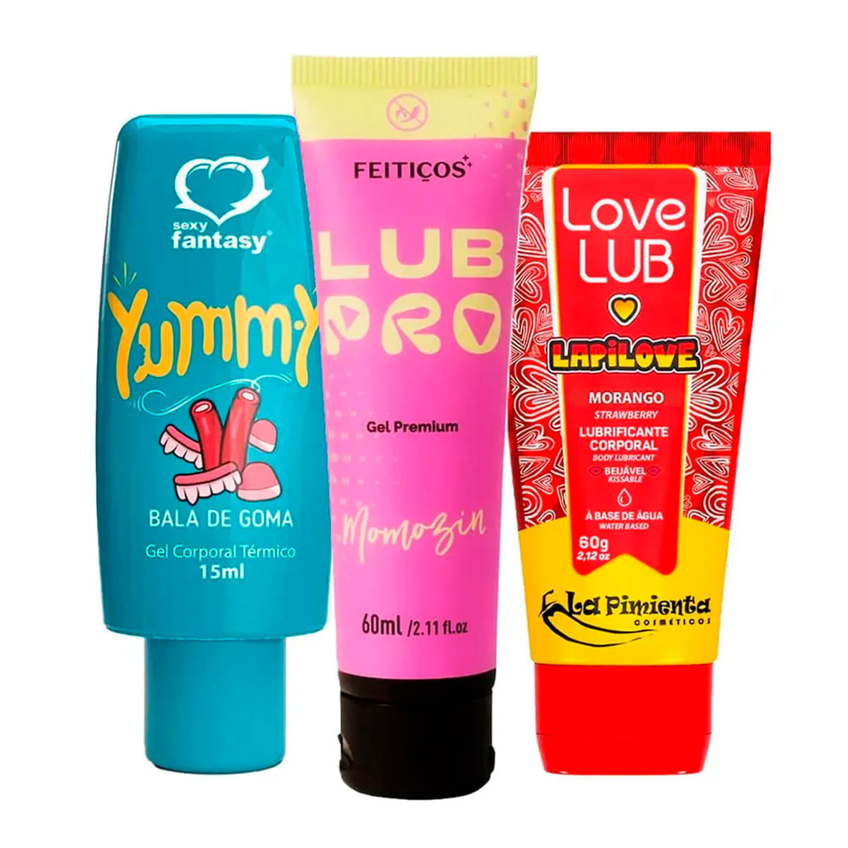 Kit com Yummy Love Lub LapiLove e LubPro Momozin