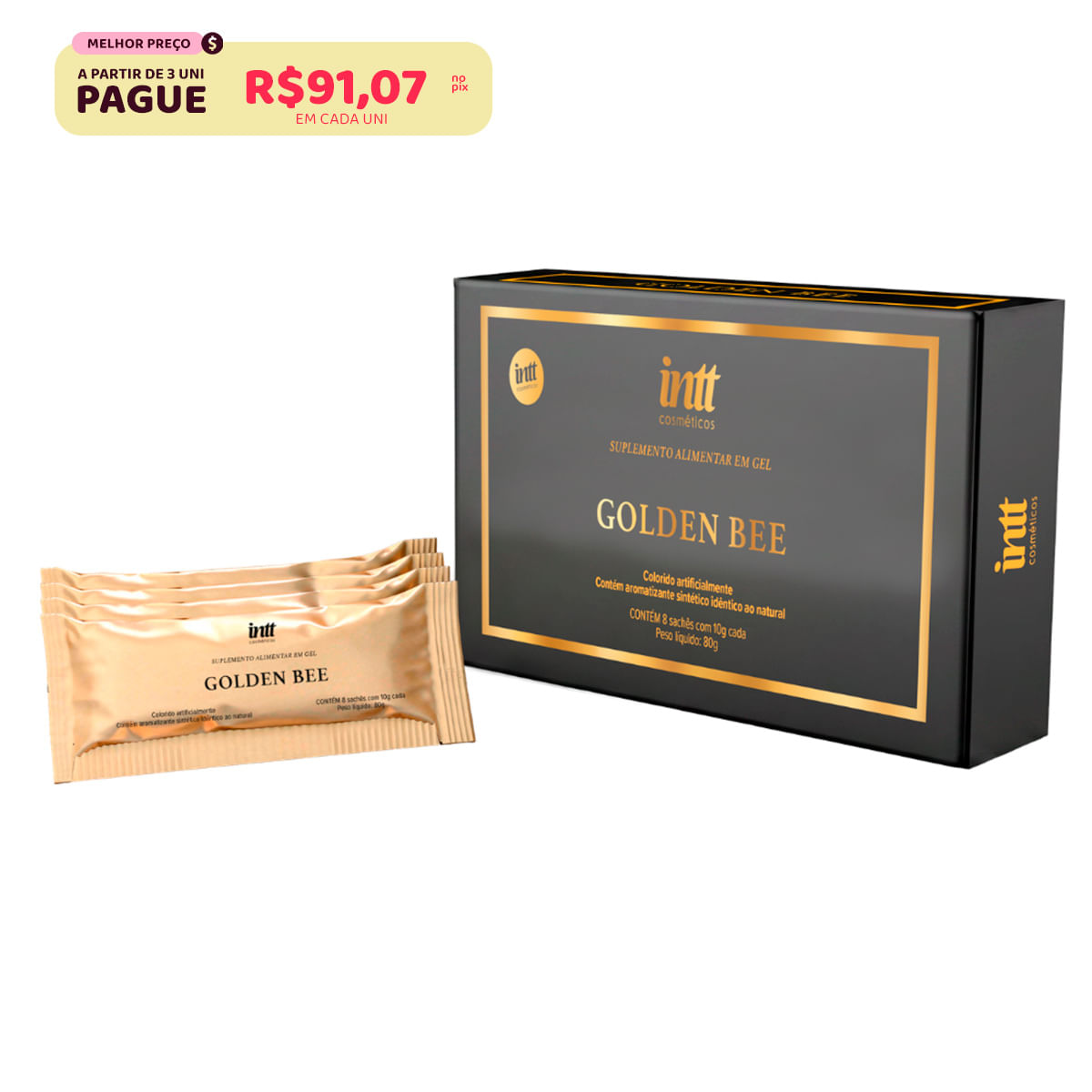Golden Bee Suplemento Alimentar em Gel com 8 Sachês 10g Intt