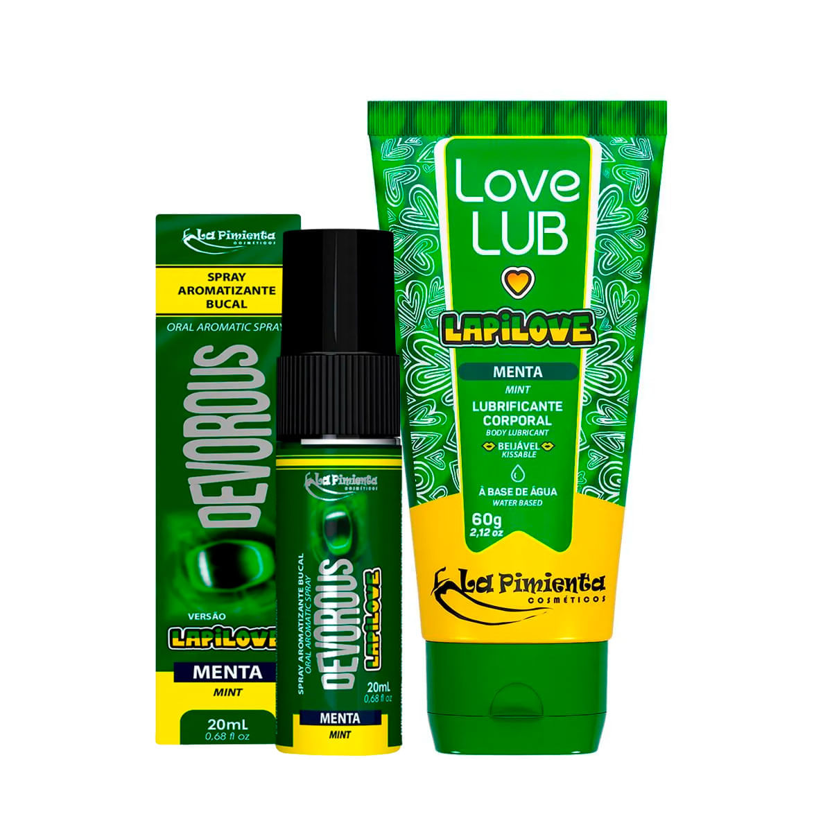 Duplinha com Devorous LapiLove Dessensibilizante e Lubrificante LapiLove Menta