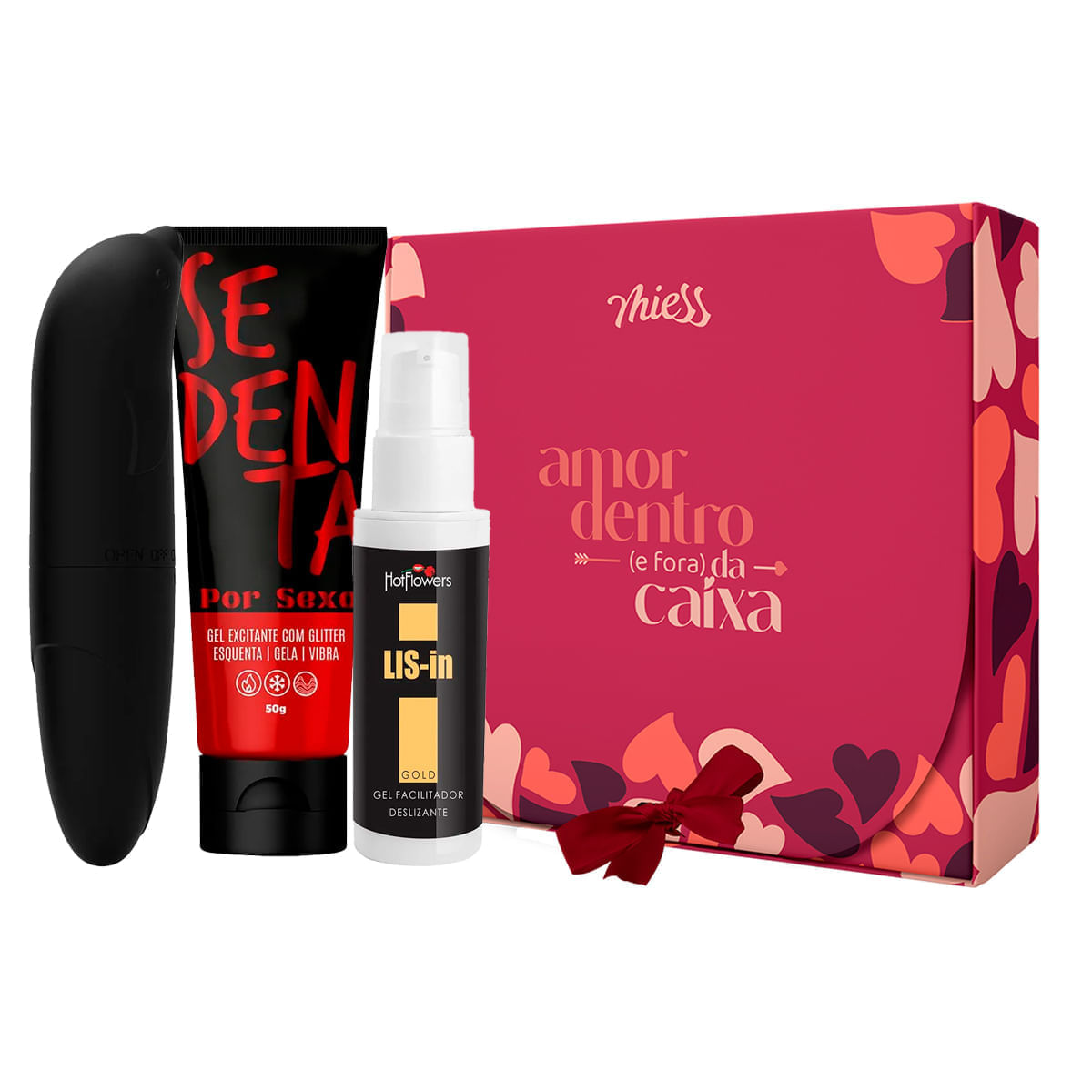 Kit com Vibrador Ponto G Sedenta Por Sexo LIS-In e Caixa Amor Dentro e Fora da Caixa