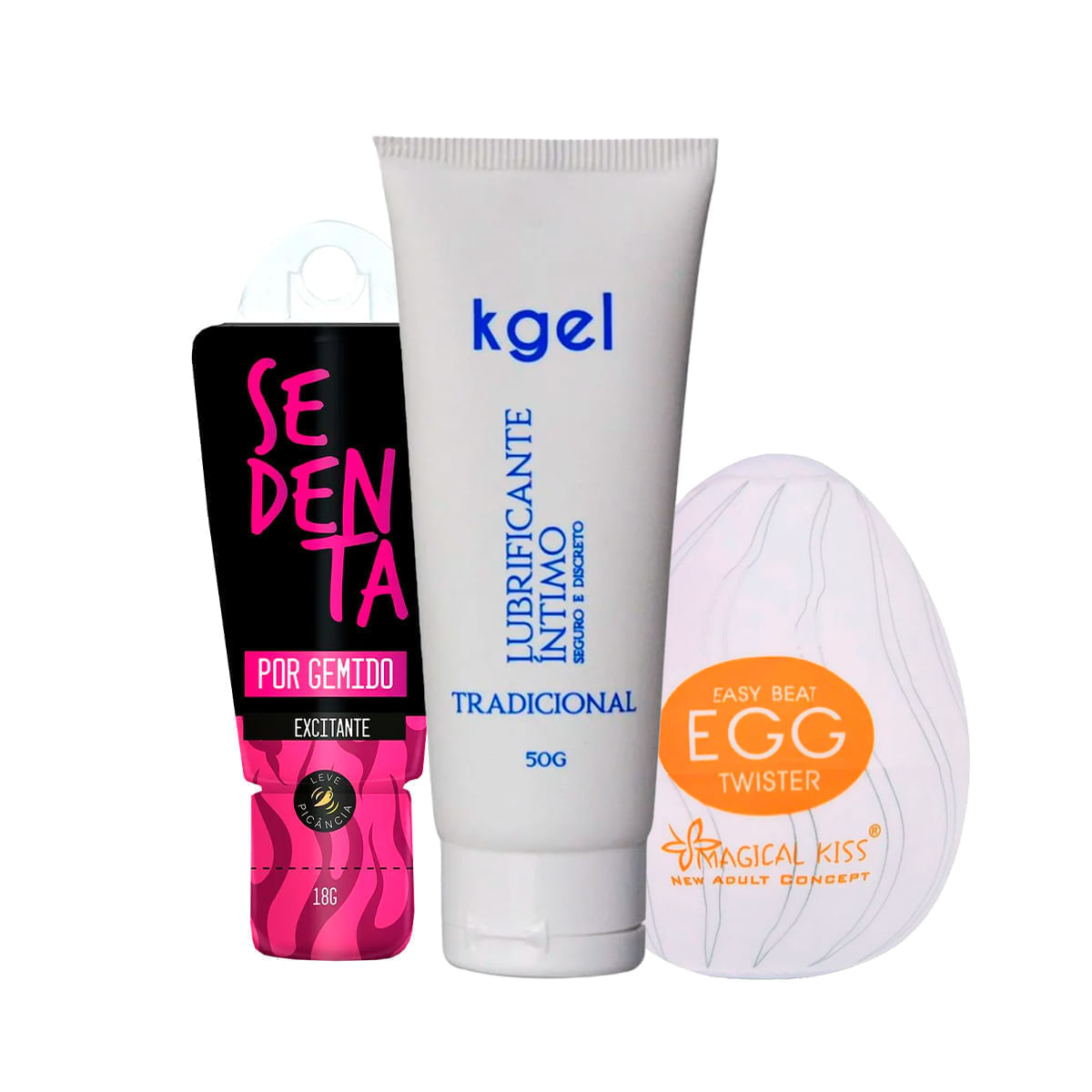 Kit com KGEL Lubrificante Íntimo Sedenta por Gemido e Egg Twister