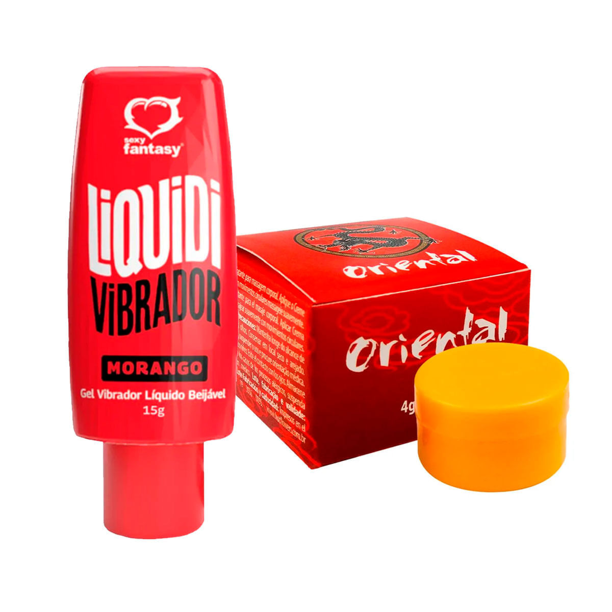 Duplinha com Pomada Oriental Creme de Massagem e Vibrador Líquido Liquidi
