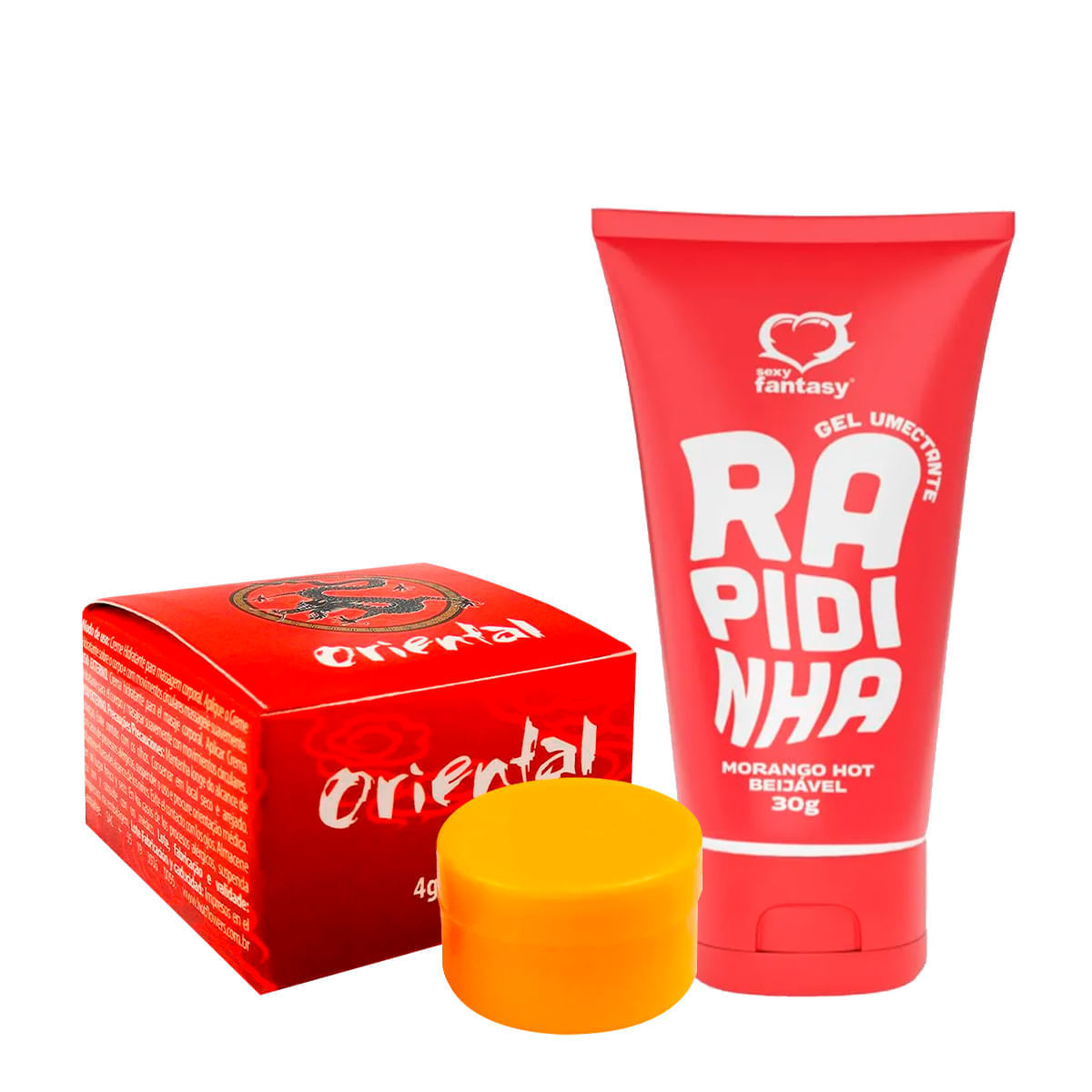 Duplinha com Lubrificante Íntimo Beijável Rapidinha e Pomada Oriental Creme de Massagem
