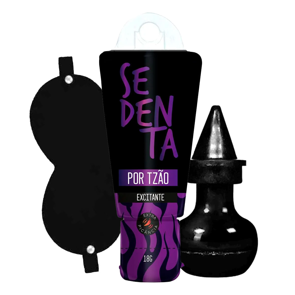Kit com Venda em Couro Sedenta por Tesão Excitante com Picância Intensa e Pó Mágico da Bruxinha