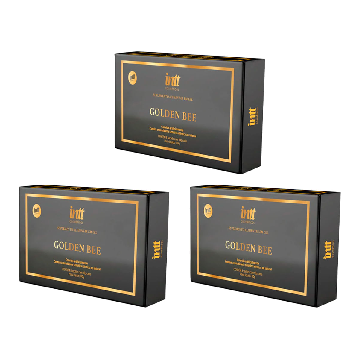 Kit com 3 Golden Bee Suplemento Alimentar em Gel com 8 Sachês