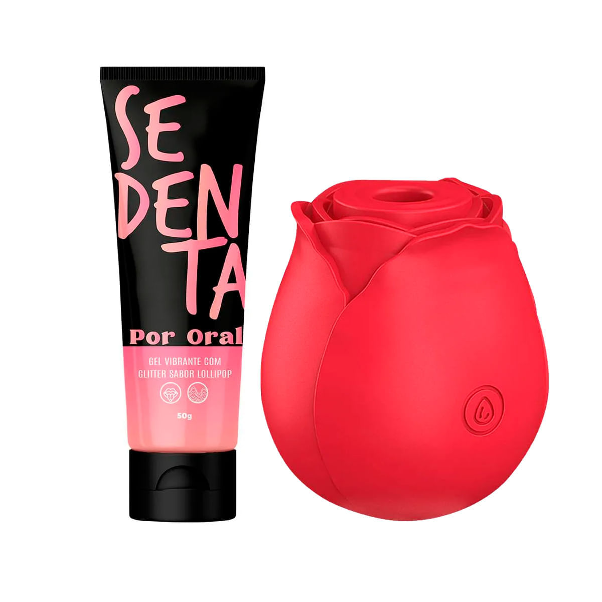 Duplinha com Rosa Estimuladora e Sedenta Por Oral Lollipop