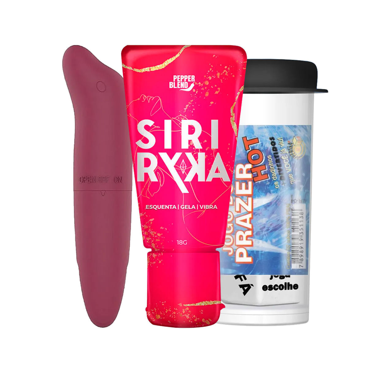 Kit com Dados Eróticos Jogo do Prazer Mini Vibrador Golfinho e Siri Ryka Gel