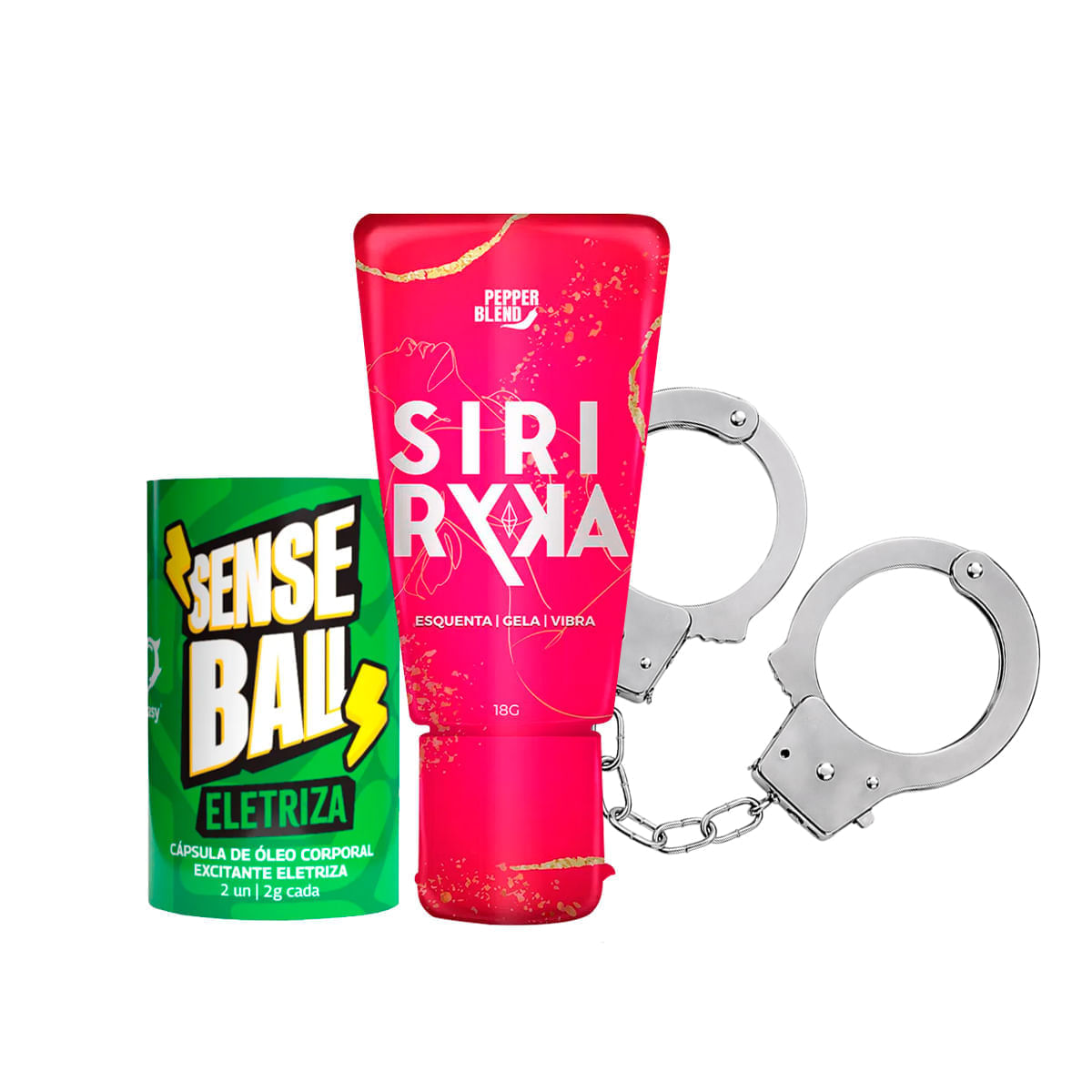 Kit com Siri Ryka Gel Sense Ball Eletriza MySado Algemas