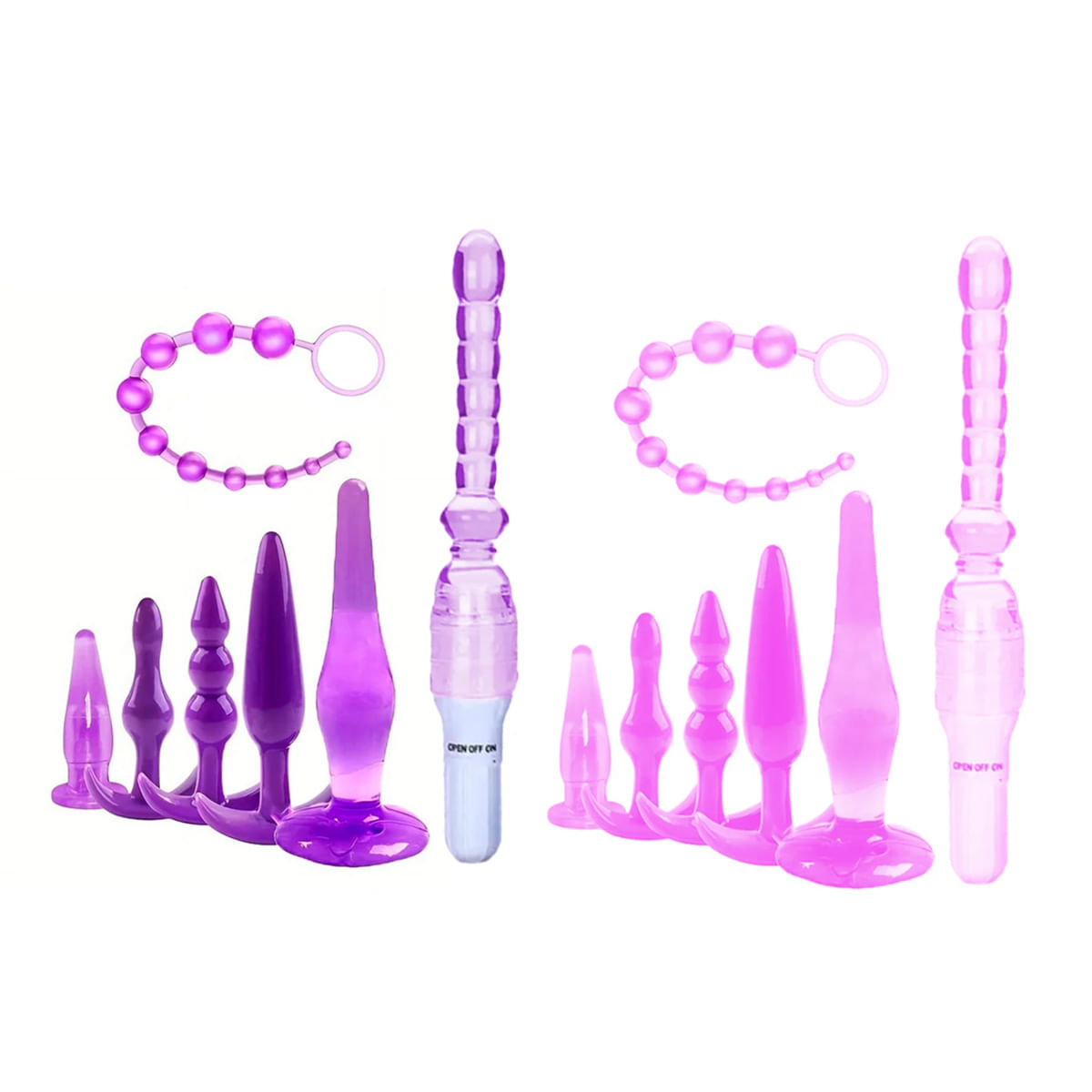 Kit 7 peças Plug Anal + Vibrador de Silicone Libb