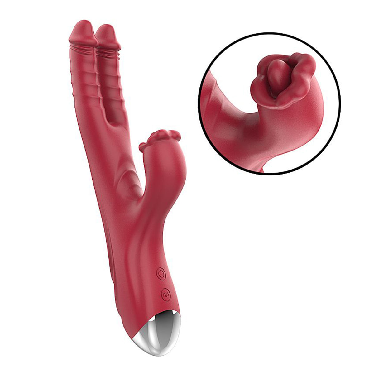 Vibrador de Ponto G e Clitoris Duplo com Dedilhar 23,5 x 4cm Sexy Import