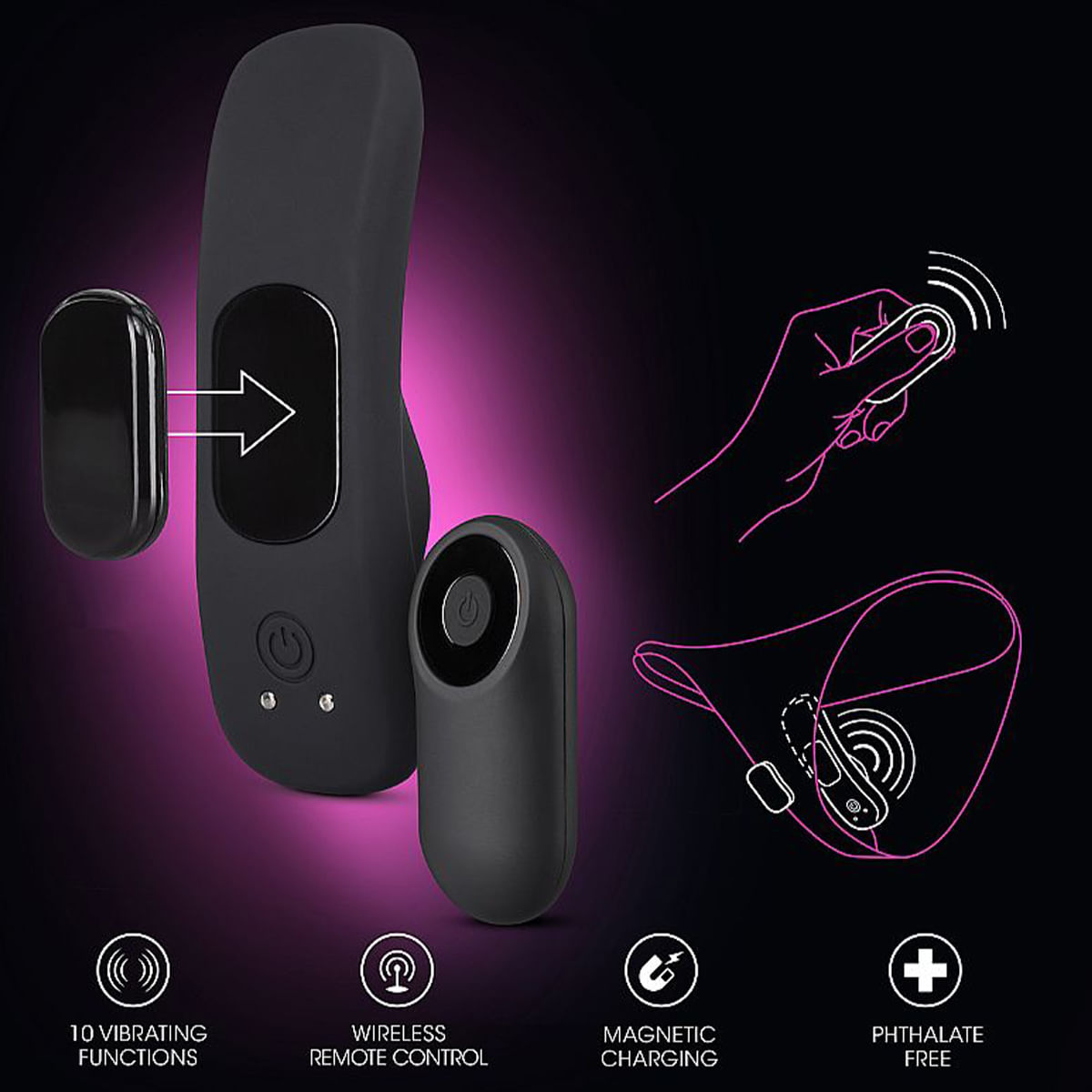Vibrador de Calcinha com 9 Modos de Vibração com Controle Via App 9,5 x 3,2cm Sexy Import