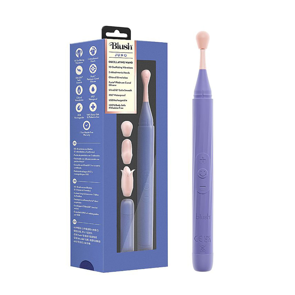 Vibrador de Clitóris Juno Blush em Formato de Caneta com 3 Acessórios Sexy Import