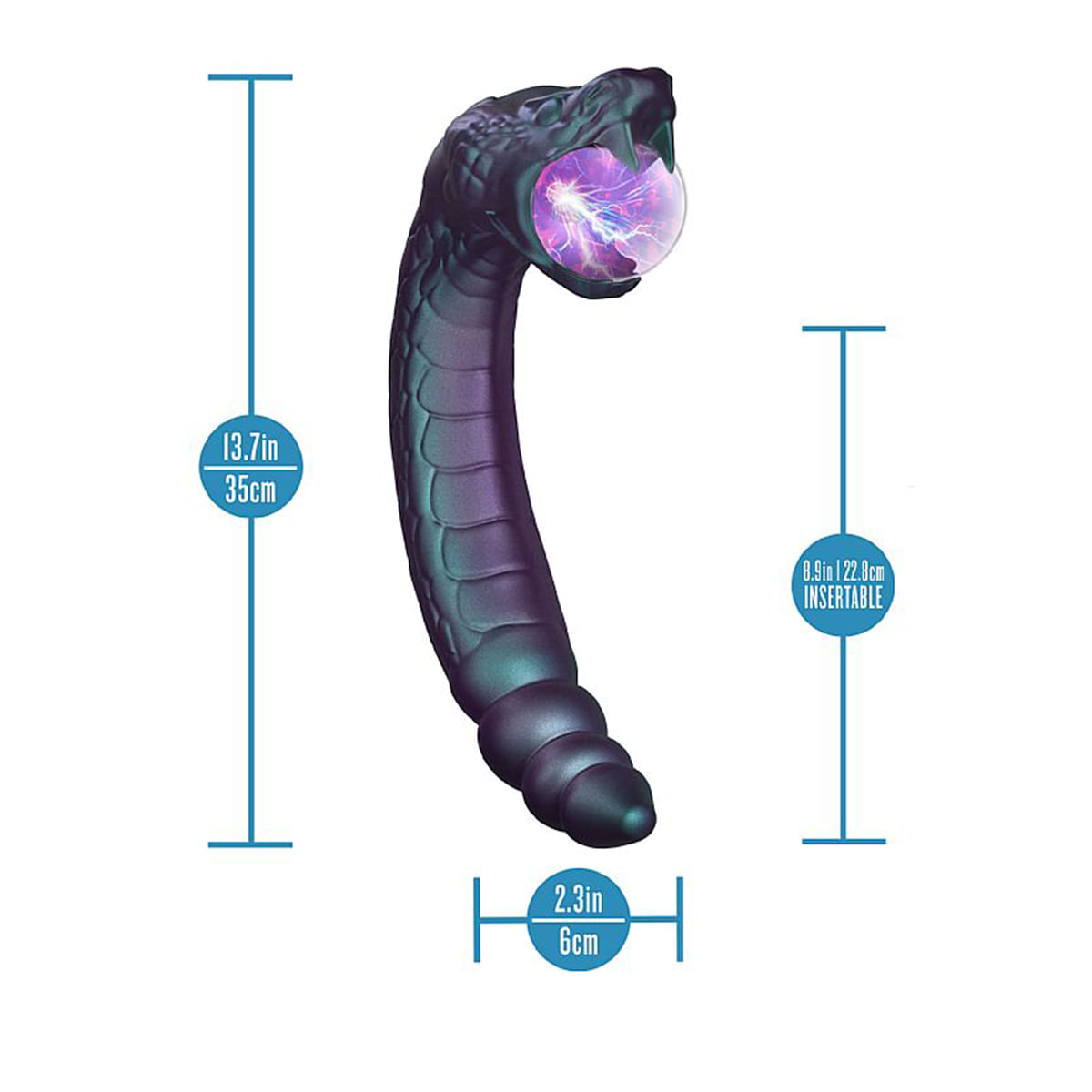 Vibrador Rattle Snake de Ponto G e Clitoris em Formato de Serpente com Globo de Plasma Sexy Import