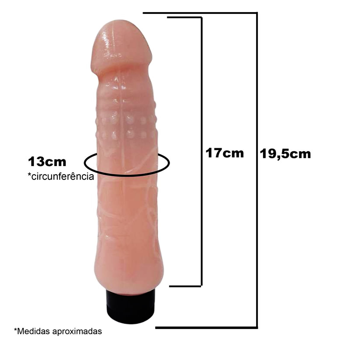 Pênis Realístico com Veias e Bolinhas Massageadoras 19,5x4 cm com Vibrador Multivelocidade Yaffa Lin