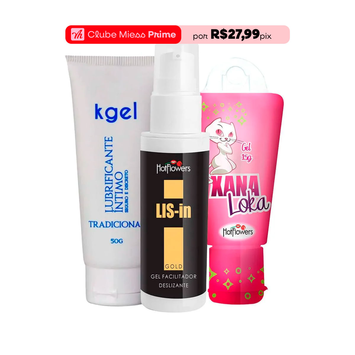 Kit com KGEL Lubrificante Íntimo Xana Loka e LIS-In