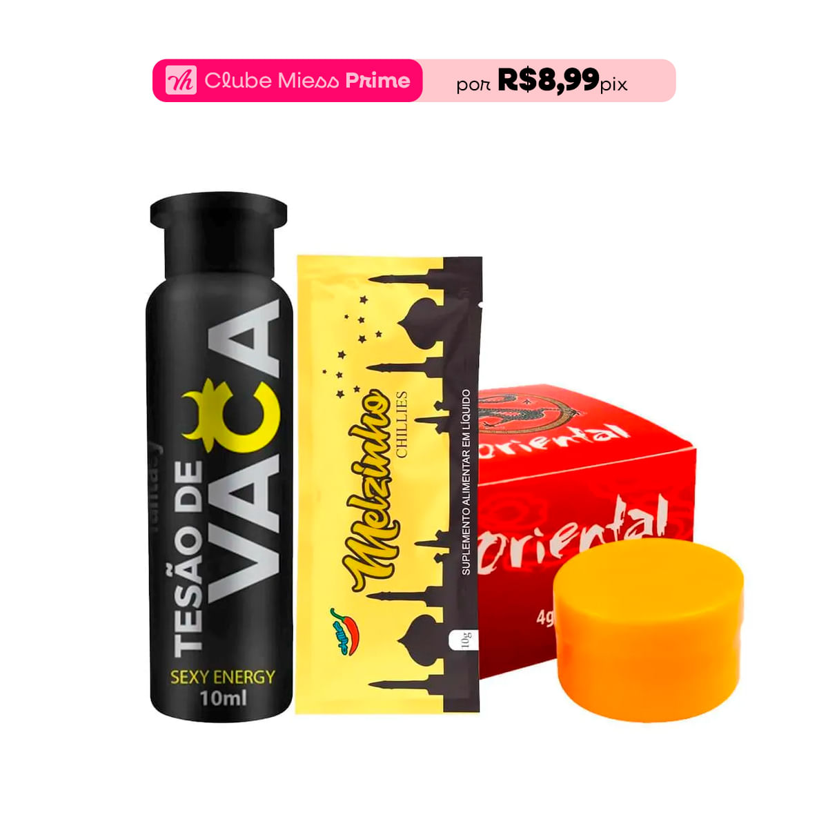 Kit com Tesão de Vaca Pomada Oriental e Melzinho Árabe