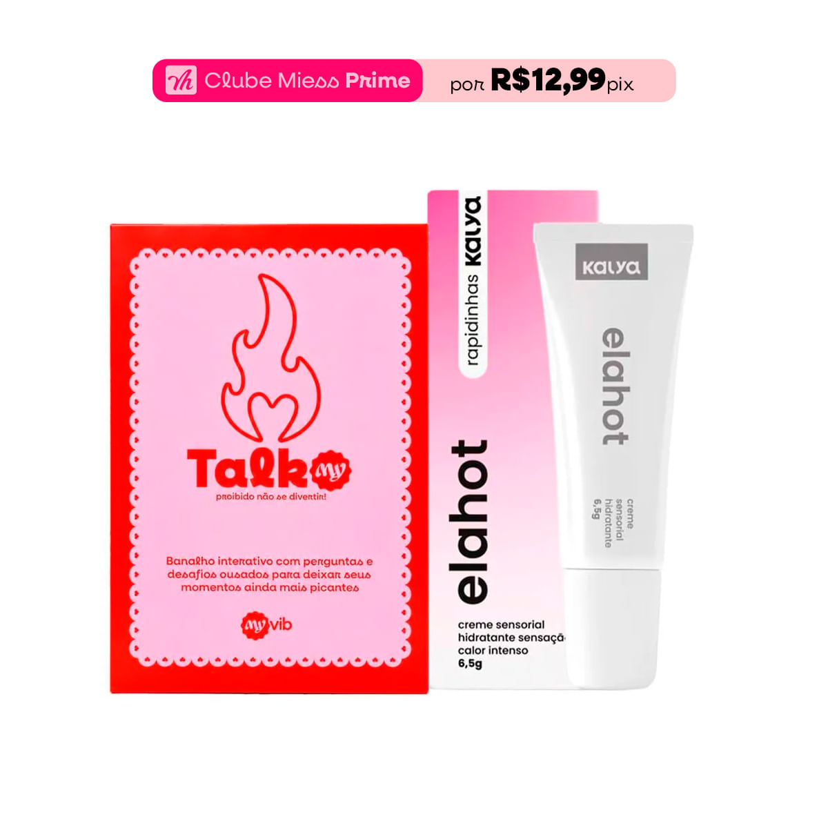 Duplinha com Elahot Creme Excitante Feminino 3 em 1 e TalkMy Baralho Interativo