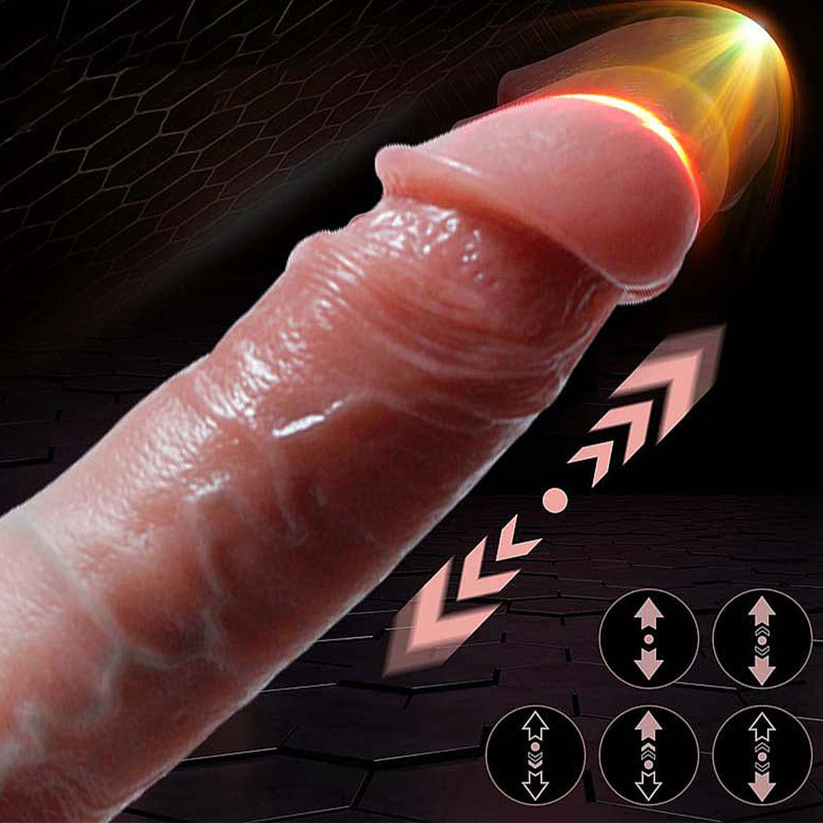 Pênis Realístico em Silicone Líquido com 9 Modos de Vibração Vai e Vem Aquecimento Controle Remoto e Ventosa Sexy Import