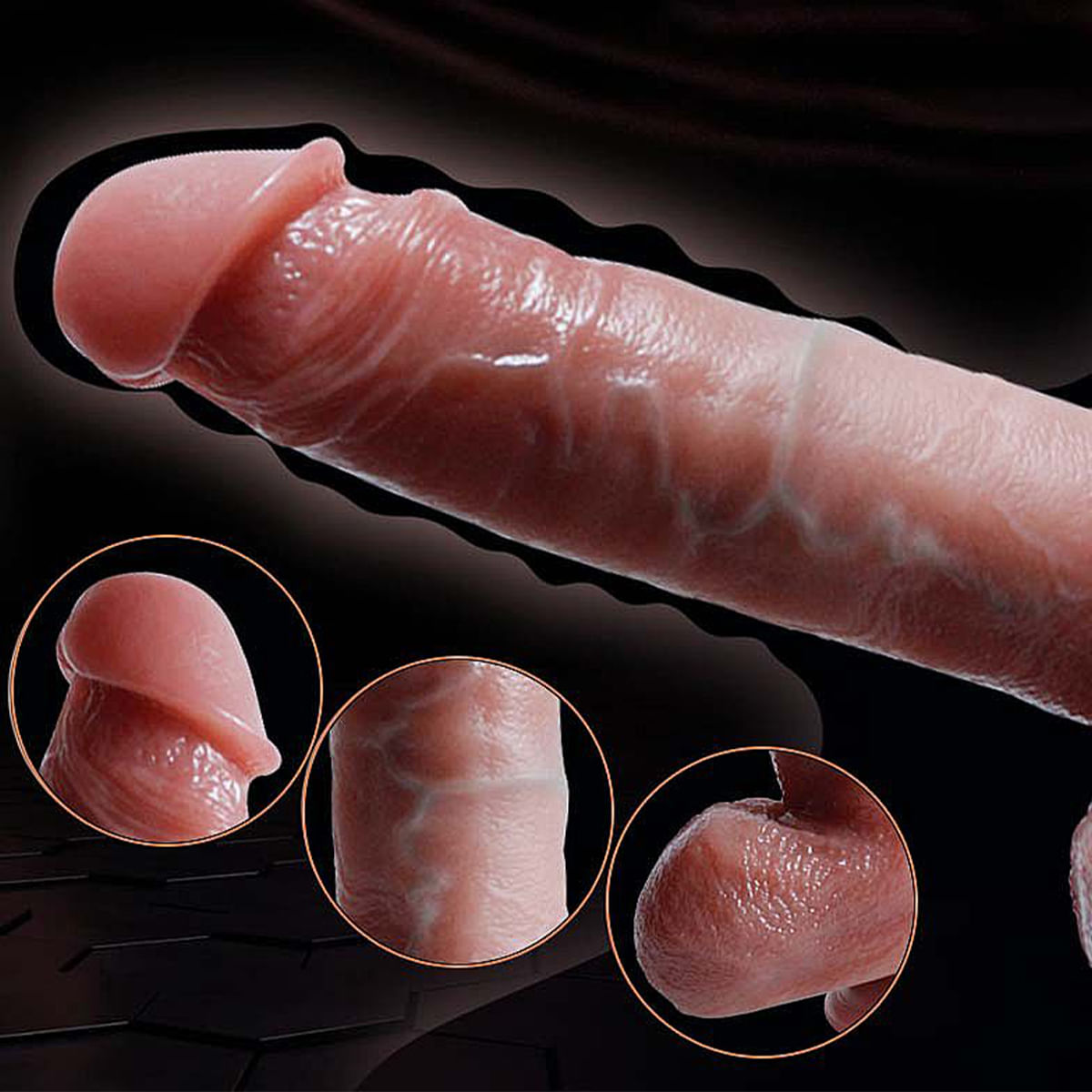 Pênis Realístico em Silicone Líquido com 9 Modos de Vibração Vai e Vem Aquecimento Controle Remoto e Ventosa Sexy Import