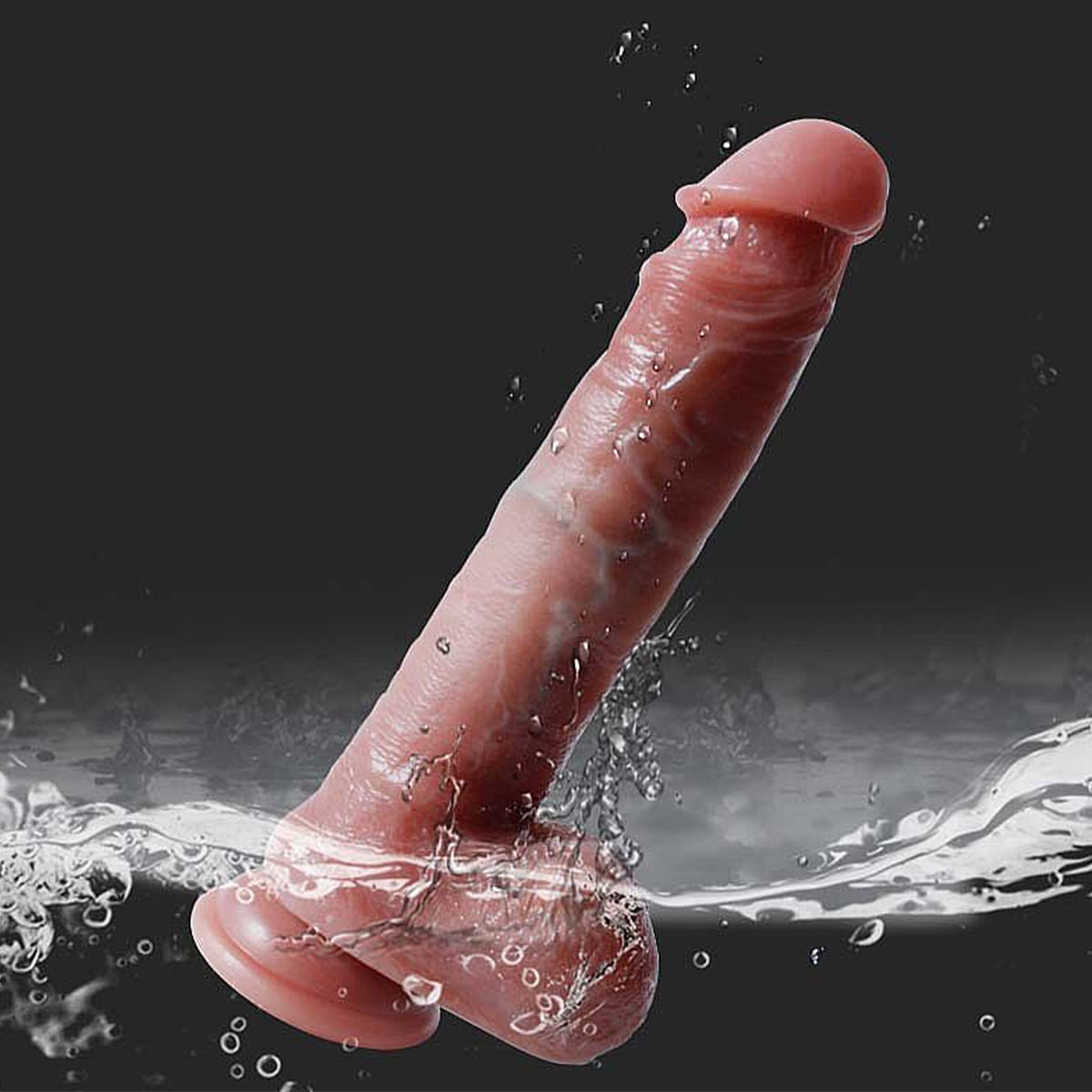 Pênis Realístico em Silicone Líquido com 9 Modos de Vibração Vai e Vem Aquecimento Controle Remoto e Ventosa Sexy Import